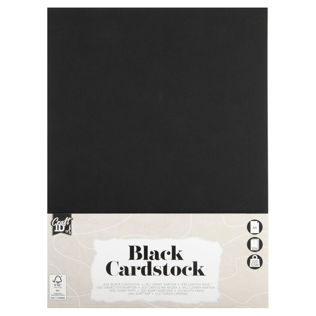 CraftID - Hobbykarton A4 220gr schwarz 10 Blatt | 10 Stück