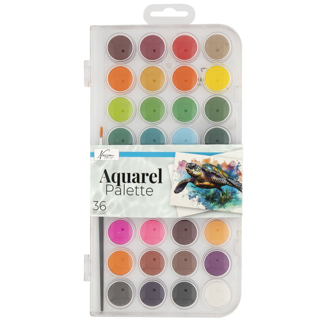 Nassau Fine Art - Aquarellfarbenkasten mit 36 ​​Näpfchen | 12 Stück