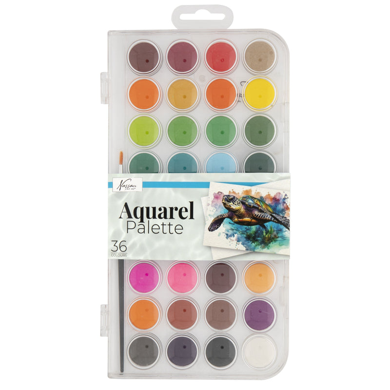 Nassau Fine Art - Aquarellfarbenkasten mit 36 ​​Näpfchen | 12 Stück