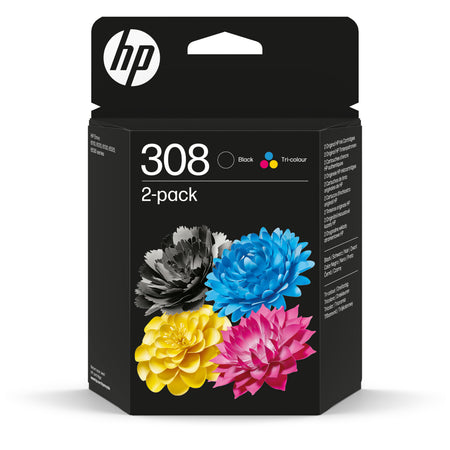 HP - Tintenpatrone 6l6s6ue 308 Schwarz + 3 Farben