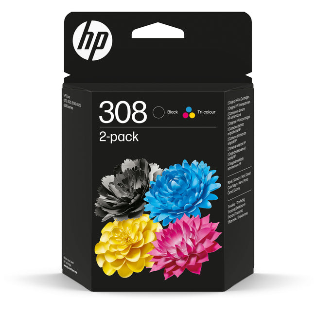 HP - Tintenpatrone 6l6s6ue 308 Schwarz + 3 Farben