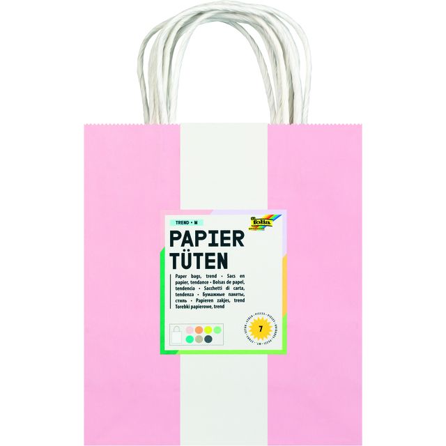 Folia Paper - Tasche mit Griff Folia Kraftpapier 110gr 18x21x8cm Set mit 7 Farben | 5 Stück