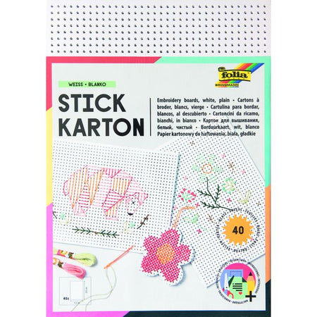 Folia Paper - Stickkarten Folia 17,5 x x24,5cm 300gr 40 Blatt weiß