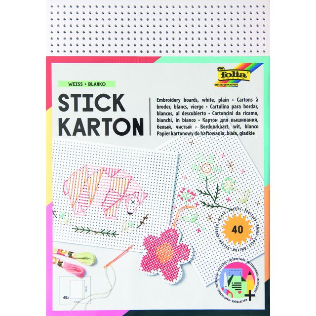 Folia Paper - Stickkarten Folia 17,5 x x24,5cm 300gr 40 Blatt weiß