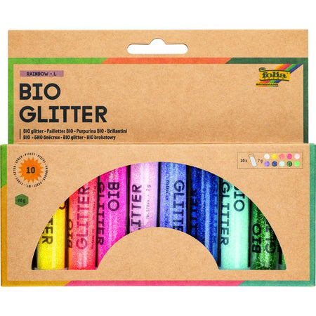 Folia Paper -  Glitterpoeder bio folia rainbow 7gr 10 kleuren | 4 stuks