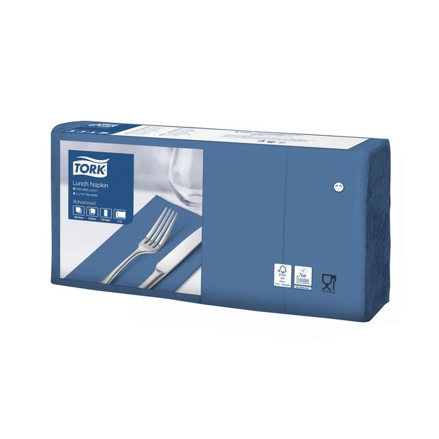 Tork - Lunchserviette Advanced 1/8 Falz 2-lagig 328x325mm 200 Blatt dunkelblau 477421 | 10 Stück