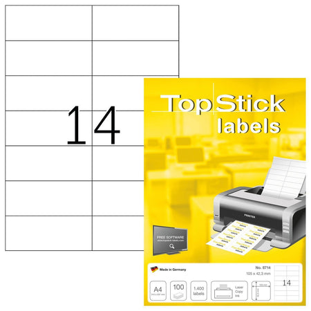 Büro - Topstick-Etiketten 105x42,3mm 1400 Etiketten | 10 Stück