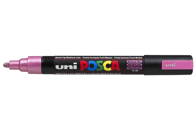 Verfstift posca pc5m m metallic roze