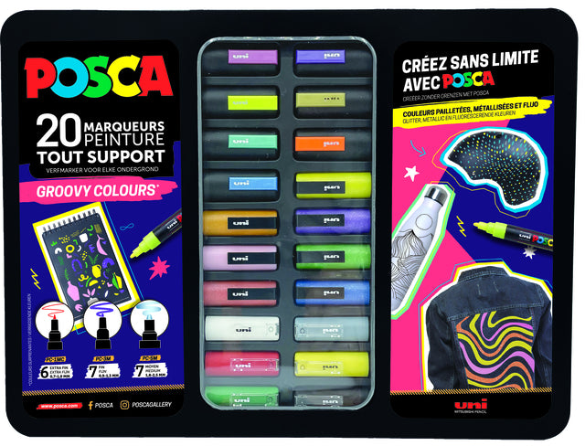 POSCA - Paint Pen Groovy Colors Metal Koffer 20st