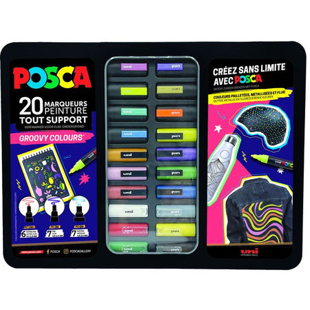 Posca - Paintmarker Uni Groovy Colors sortiertes Metalletui mit 20 Stück