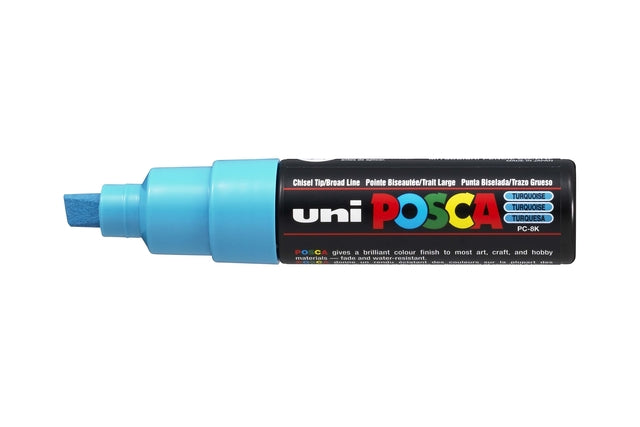 Verfstift posca pc8k b schuin fluor turquoise