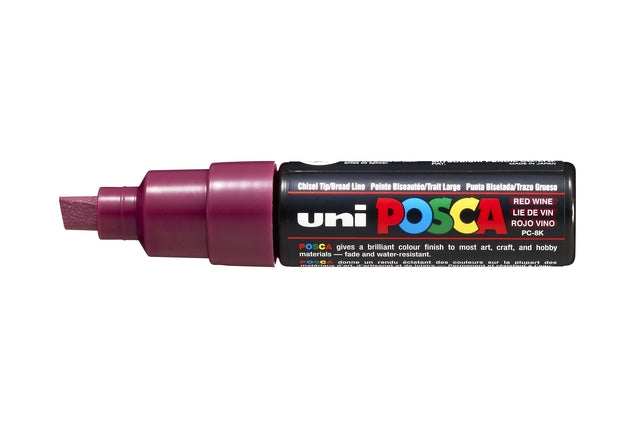 Verfstift posca pc8k b schuin wijnrood