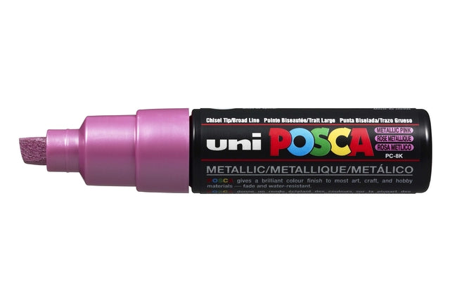 Verfstift posca pc8k b schuin metallic roze