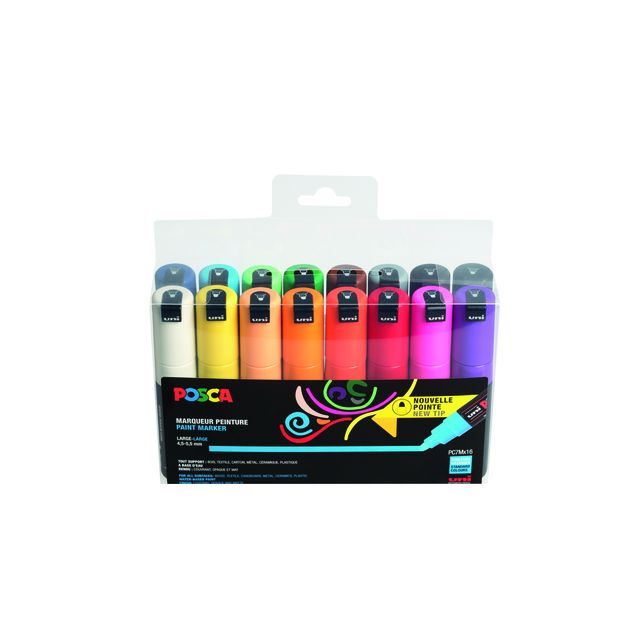 Posca - Paintmarker Uni PC7M breit sortiertes Set mit 16 Stück