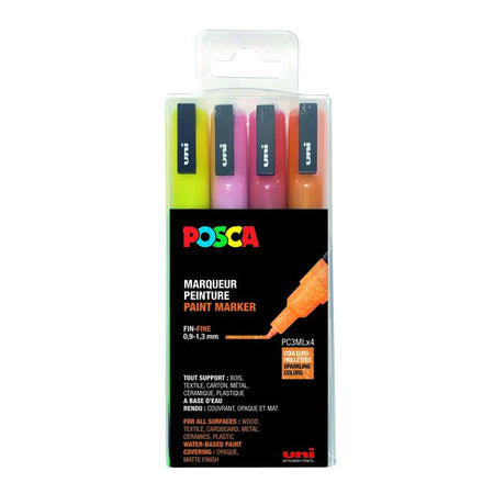 Posca - Paintmarker Uni PC feiner Glitzer warm sortiertes Set mit 4 Stück