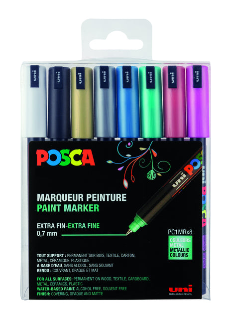 POSCA - Lackierstift PC1MR EF Metallic 8st Assorti