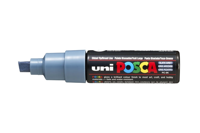 Verfstift posca pc8k b schuin leisteengrijs