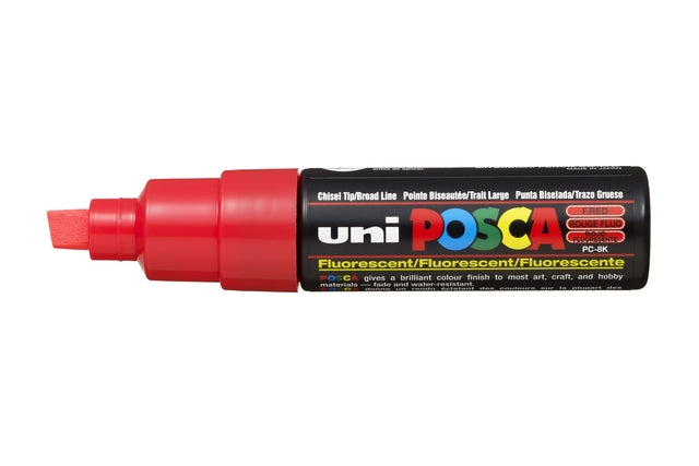 Verfstift posca pc8k b schuin fluor rood