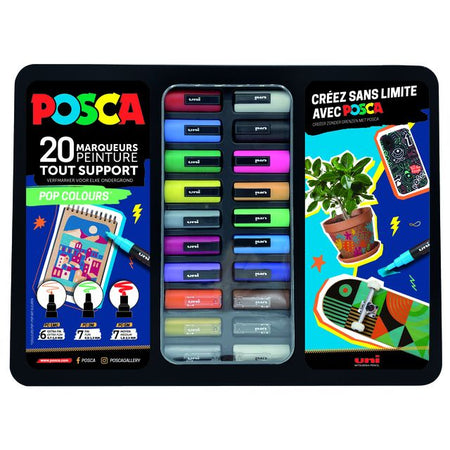 Posca - Paintmarker Uni Pop Colors sortiertes Metalletui mit 20 Stück