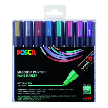 Posca - Paintmarker Uni PC5M medium metallic, sortiertes Set mit 8 Stück