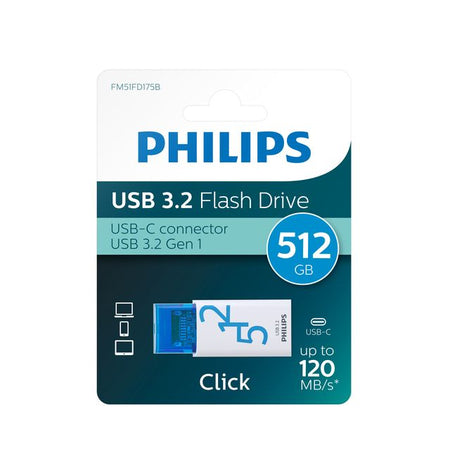 Philips - USB-Stick Click USB-C 512 GB Ozeanblau