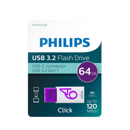 Philips - USB-Stick Click USB-C 64GB Magic Purple