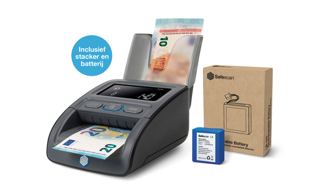 Safescan - Falschgeldprüfer 155-S G2 Komplettset mit Akku und Banknotenstapler