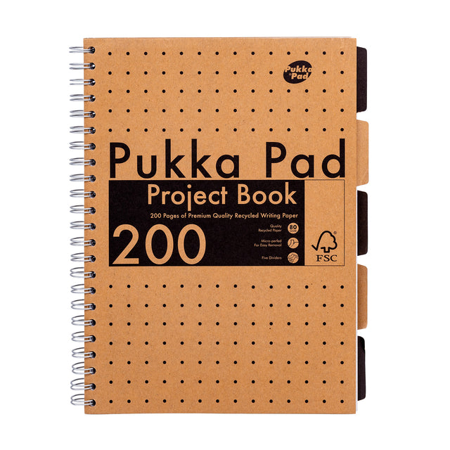 Pukka Pad - Projektbuchblock Kraft A4 Zeile 5 Tabs 200 Seiten 80gr
