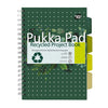 Pukka Pad – Projektbuchblock, recycelt, B5-Reihe, 4 Register, 200 Seiten, 80 g, grün