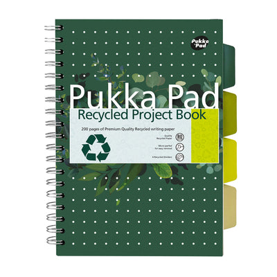 Pukka Pad – Projektbuchblock, recycelt, B5-Reihe, 4 Register, 200 Seiten, 80 g, grün