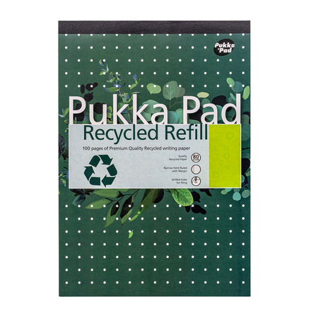 Pukka Pad – Schreibblock, Block, recycelt, A4-Linie, 4-Loch, 100 Blatt, 80 g