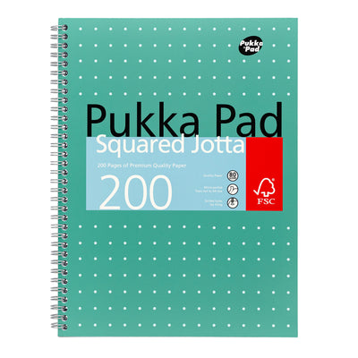 Pukka Pad - Vorlesungsblock Pad Jotta A4 Raute 5x5mm 4-Loch 200 Seiten 80gr grün