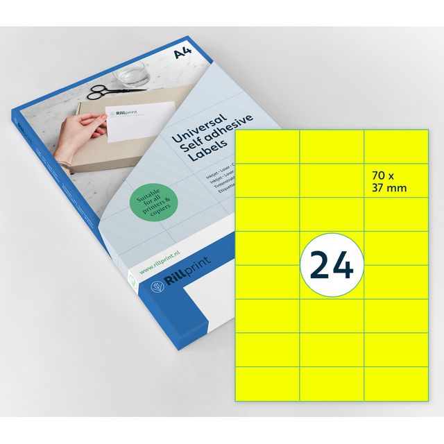 Rillprint – Etikett 70 x 37 mm, Fluorgelb, 2400 Etiketten