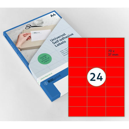 Rillprint – Etikett 70 x 37 mm, Fluorrot, 2400 Etiketten
