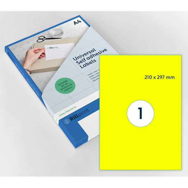 Rillprint – Etikett 210 x 297 mm, Fluorgelb, 100 Etiketten