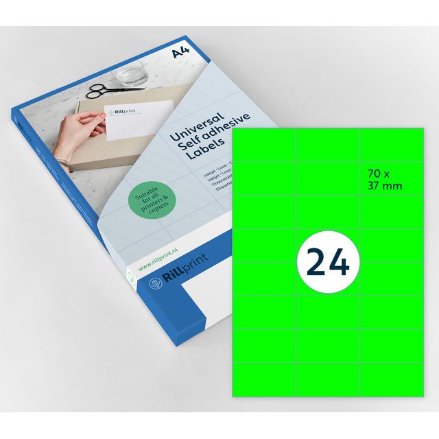 Rillprint – Etikett 70 x 37 mm, Fluorgrün, 2400 Etiketten
