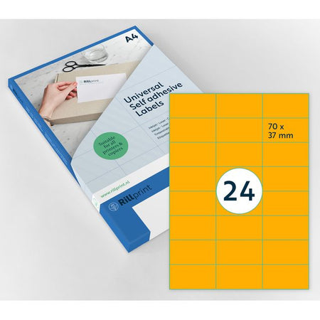 Rillprint – Etikett 70 x 37 mm, Fluororange, 2400 Etiketten