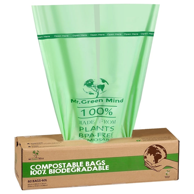 Mr. Green Mind - Abfallbeutel Bio Mr.Green Mind 60x80cm 60 Liter Spender 60 Stück