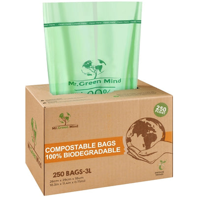 Mr. Green Mind - Abfallbeutel Bio Mr.Green Mind 26x29cm 2-3 Liter Spender 250 Stück