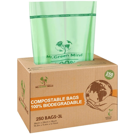 Mr. Green Mind - Abfallbeutel Bio Mr.Green Mind 26x29cm 2-3 Liter Spender 250 Stück