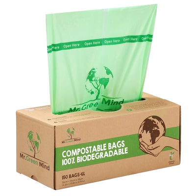 Mr. Green Mind - Abfallbeutel Bio Mr.Green Mind 36x35cm 6 Liter Spender 150 Stück