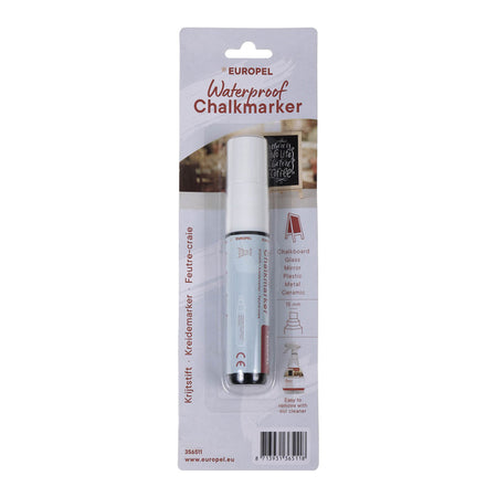 Europel – Kreidemarker, wasserfest, 15 mm, weiß, Blisterpackung, 1 Stück
