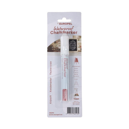 Europel – Kreidemarker, wasserfest, 3–6 mm, weiße Blisterpackung, 1 Stück