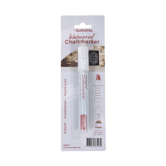 Europel – Kreidemarker, wasserfest, 3–6 mm, weiße Blisterpackung, 1 Stück
