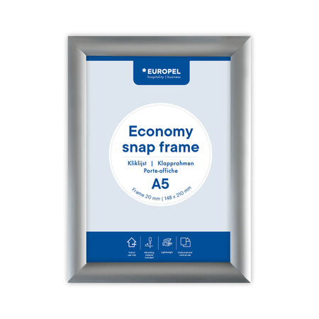 Europel - Klapprahmenhülle Economy A5 silber
