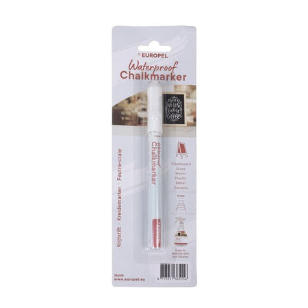 Europel – Kreidemarker, wasserfest, 1–3 mm, weiße Blisterpackung, 1 Stück