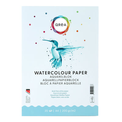 Qrea - Aquarellblock A4 20 Blatt 200gr geklebt | 5 Stück