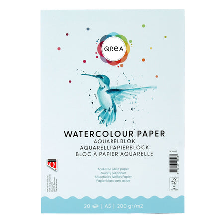 Qrea - Aquarellblock A5 20 Blatt 200gr geklebt | 60 Stück