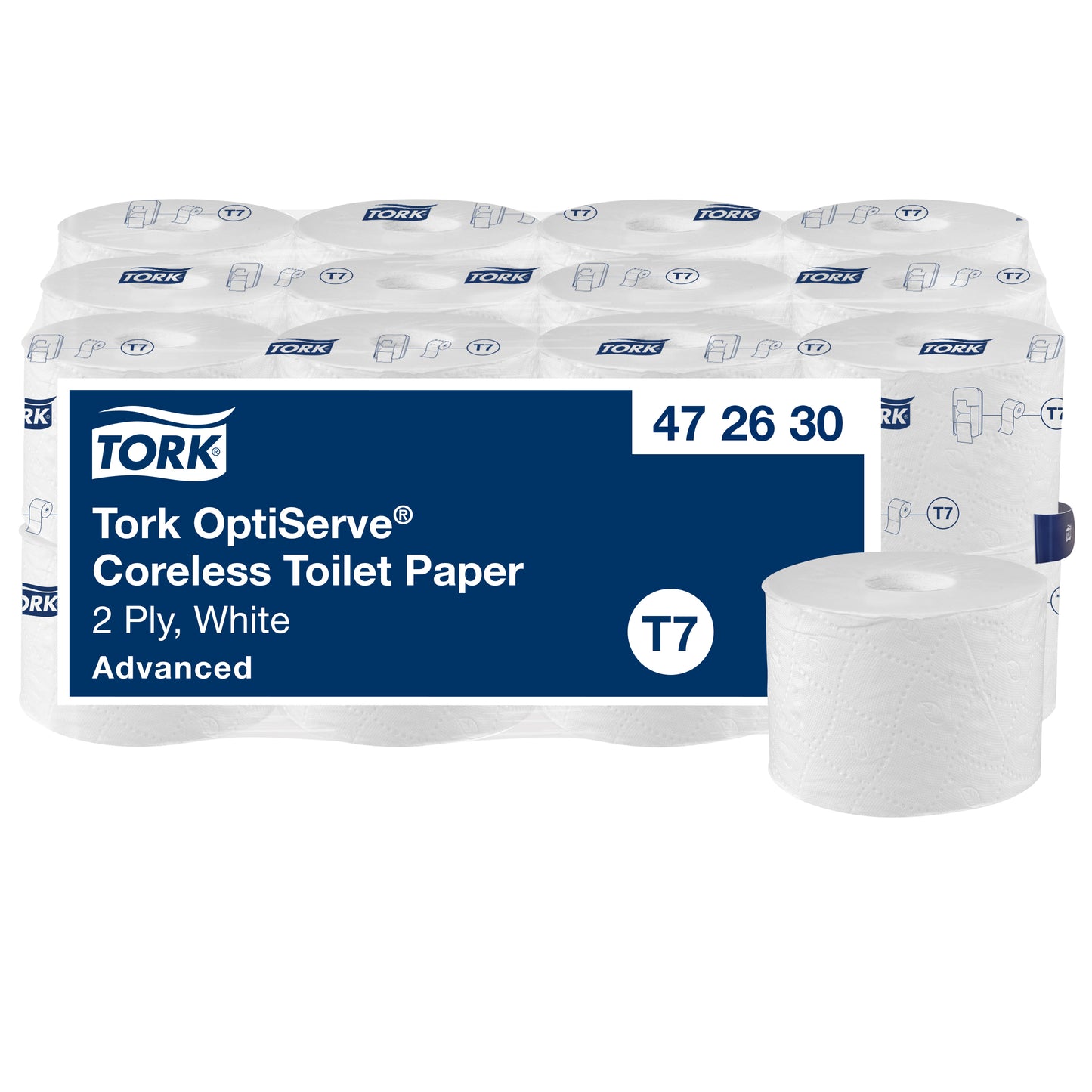 Tork - Toilettenpapier T7 Advanced Optiserve Coreless 2-lagig 94m weiß 472630