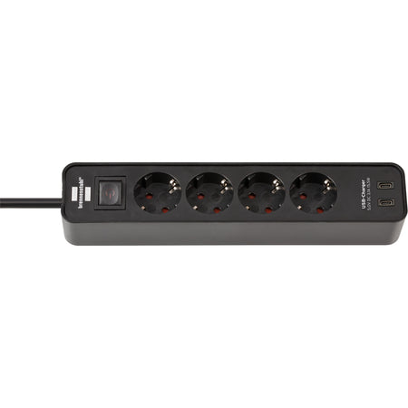 Brennerstuhl - Steckdosenleiste Ecolor 4-fach inklusive 2 USB C 1,5 Meter schwarz